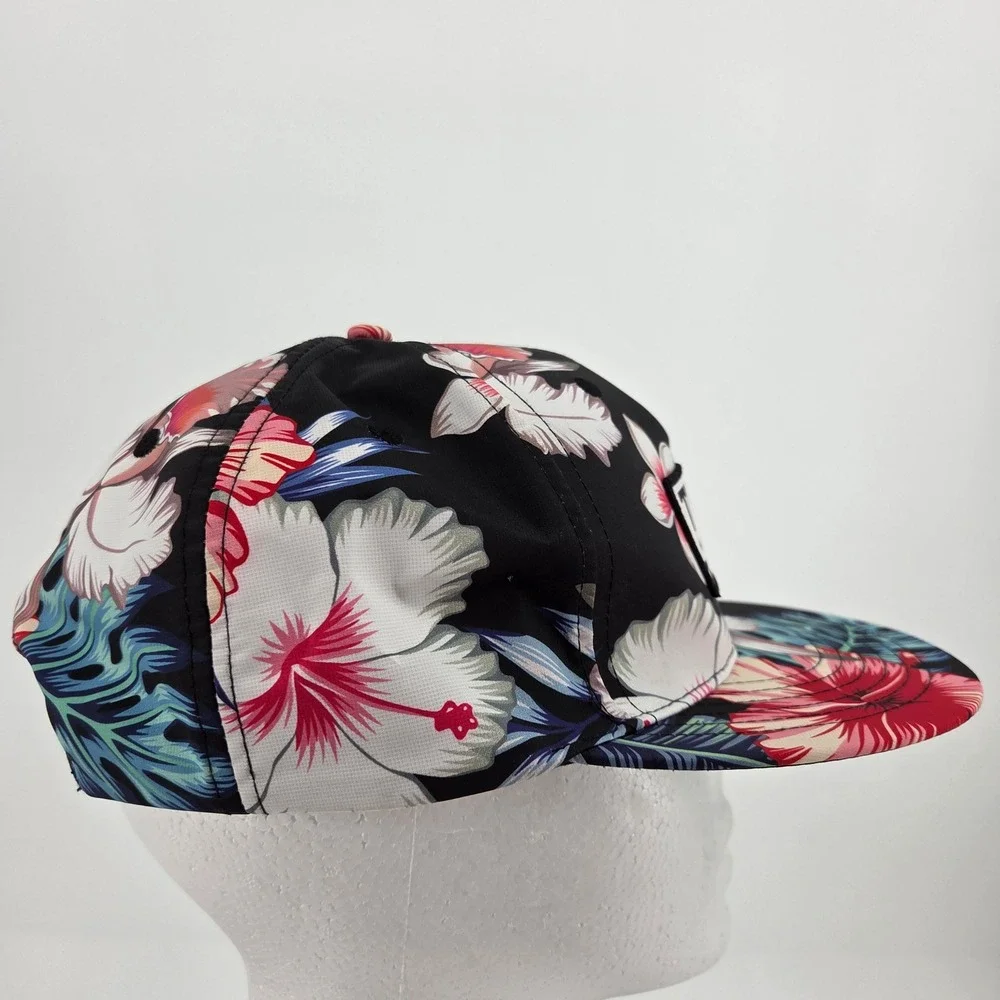 Truly Hard Seltzer Hat Black Tropical Floral Hibiscus Snapback Flat Brim Cap